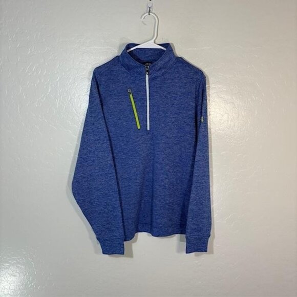 FootJoy Pullover Mens Medium Blue Heather Quarter Zip Golf Chest Pocket FJ Logo - Picture 1 of 8